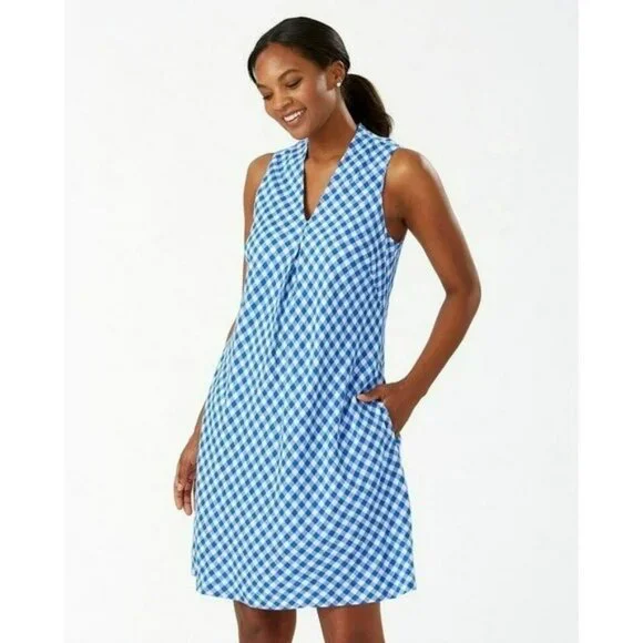 Tommy Bahama Womens Bonita Casual Knee Shift Dress Blue M